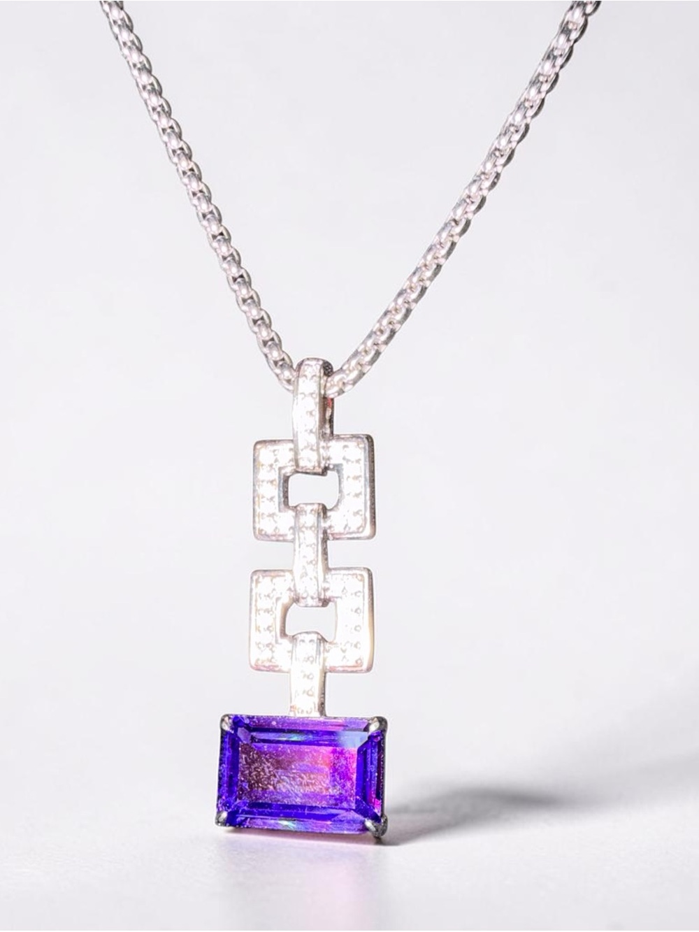 Ultra Rare Unicorn 1/100 made solid sterling and cz purple topaz necklace